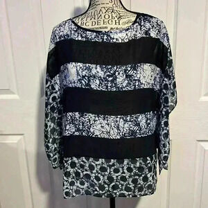 Michael Kors Women's Blue Polyester Round Neck Short Sleeve Top Blouse